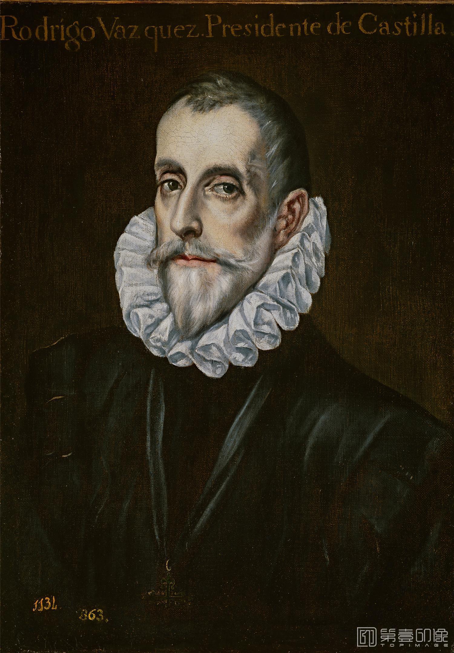 油画-西班牙普拉多美术馆油画藏画-Anónimo (Copia de El Greco)-Rodrigo Vázquez de Arce, presidente de los-0058